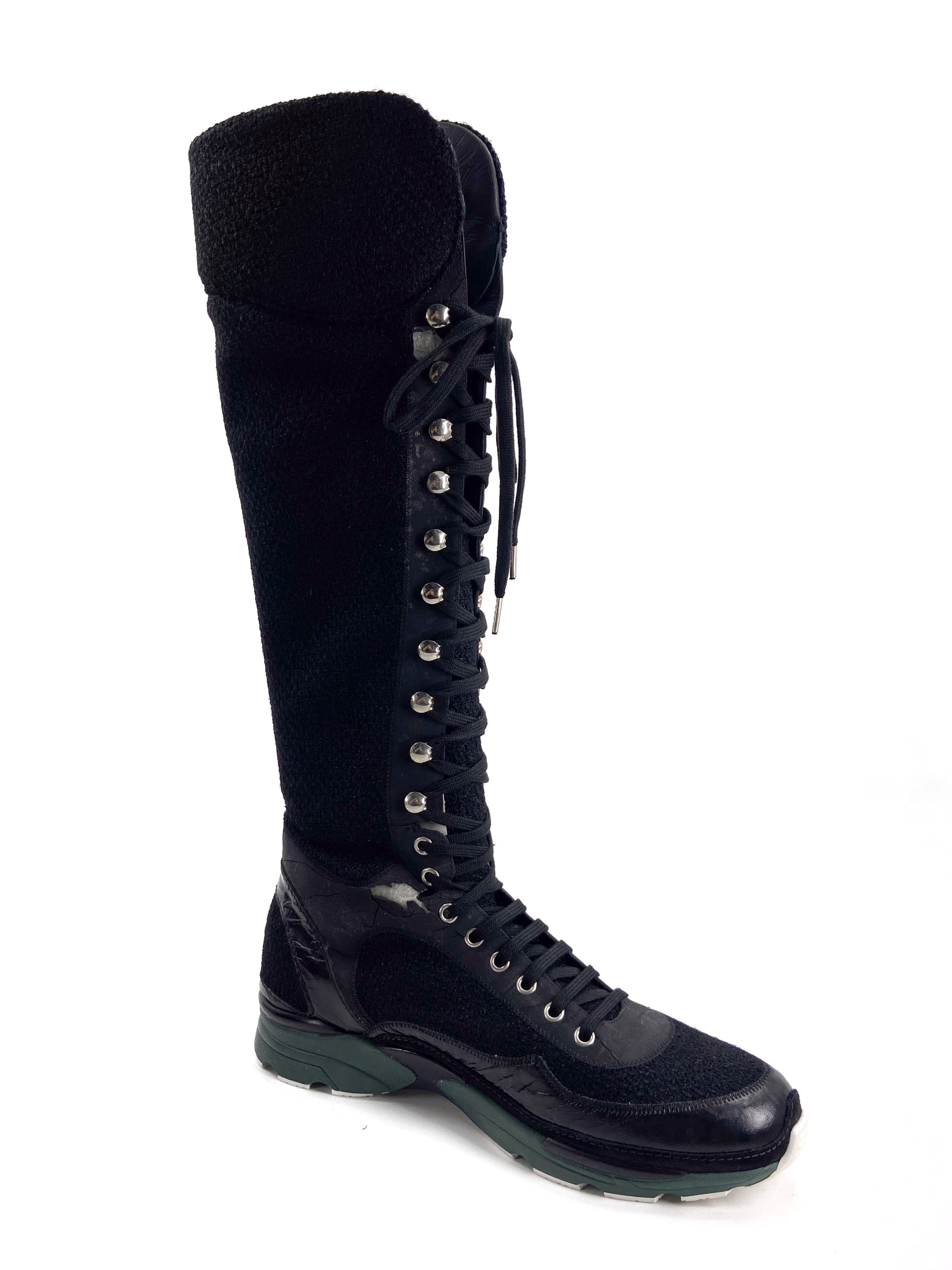CHANEL Chanel Fall 2014 Karl Lagerfeld Tweed Sneaker Boot 41