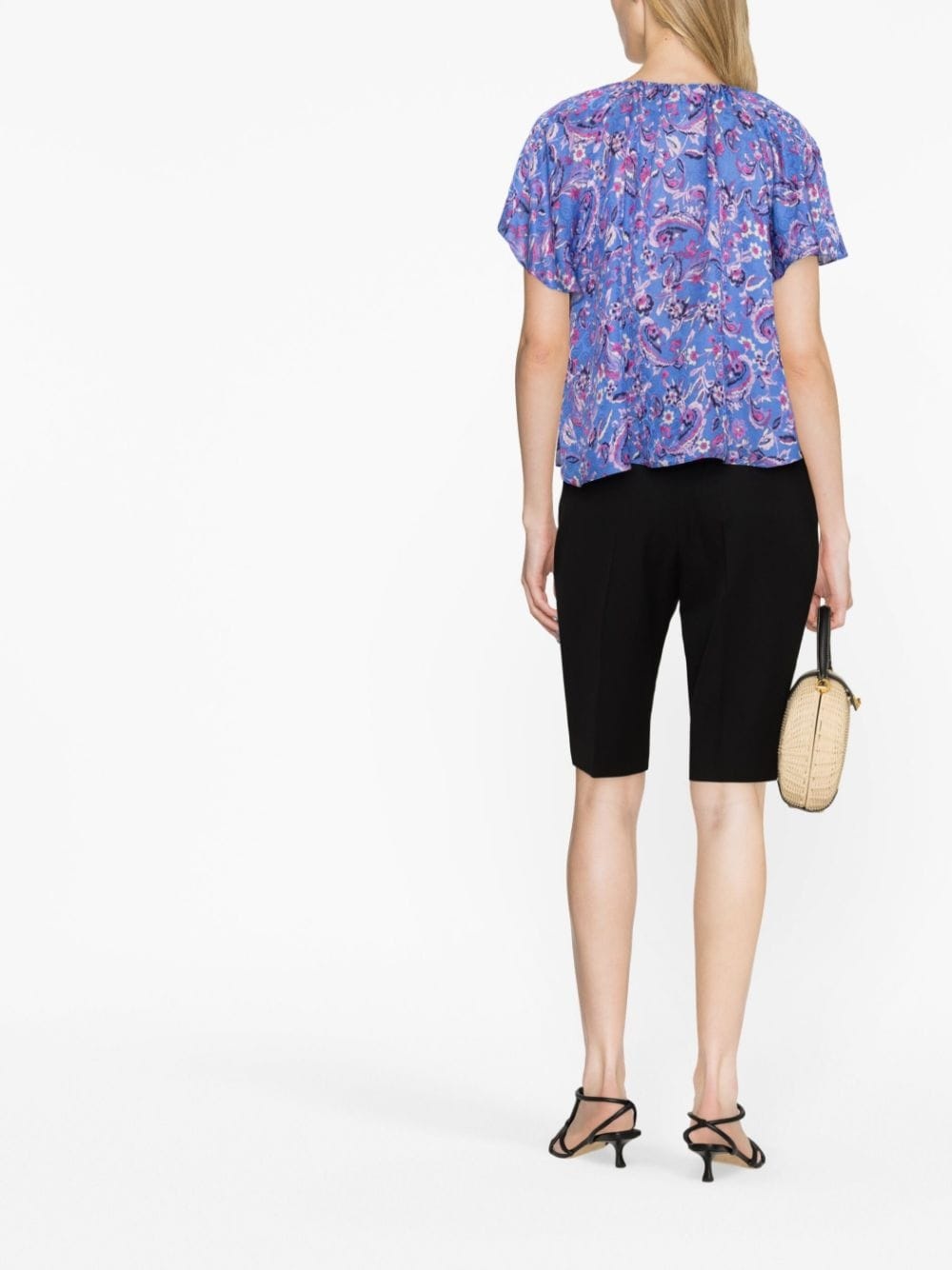 floral-print short-sleeve blouse - 3