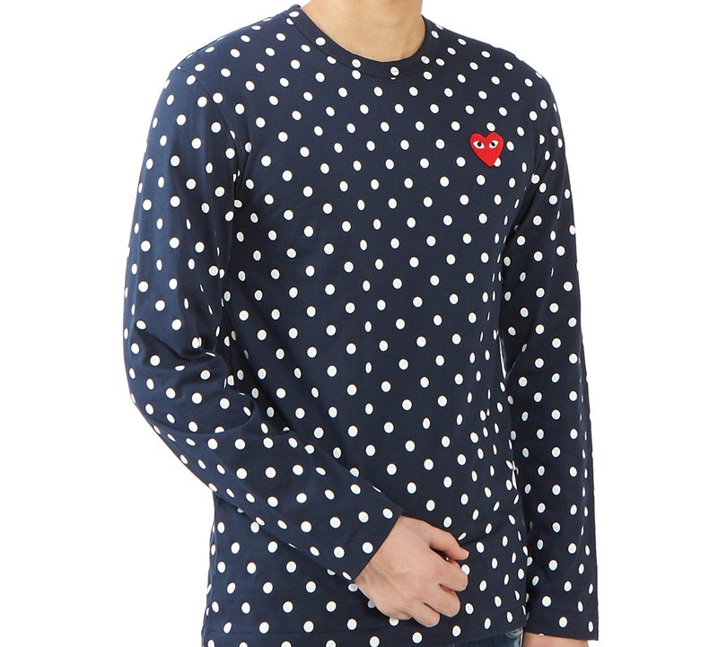 COMME des GARCONS PLAY Polka dots Printing Long Sleeves Tee 'Blue' AZ-T166-051-2 - 6