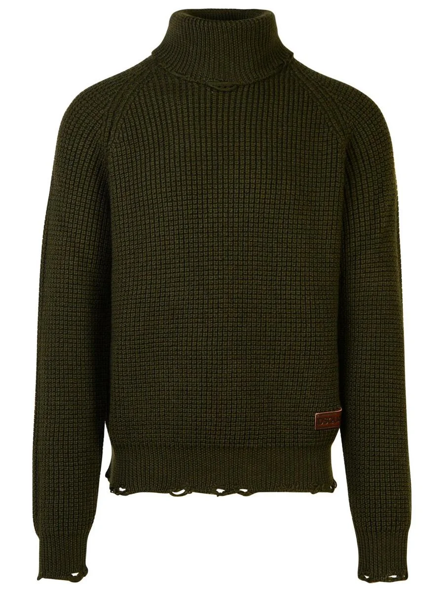 Dsquared2 DSQUARED2 DARK GREEN WOOL TURTLENECK SWEATER - 1