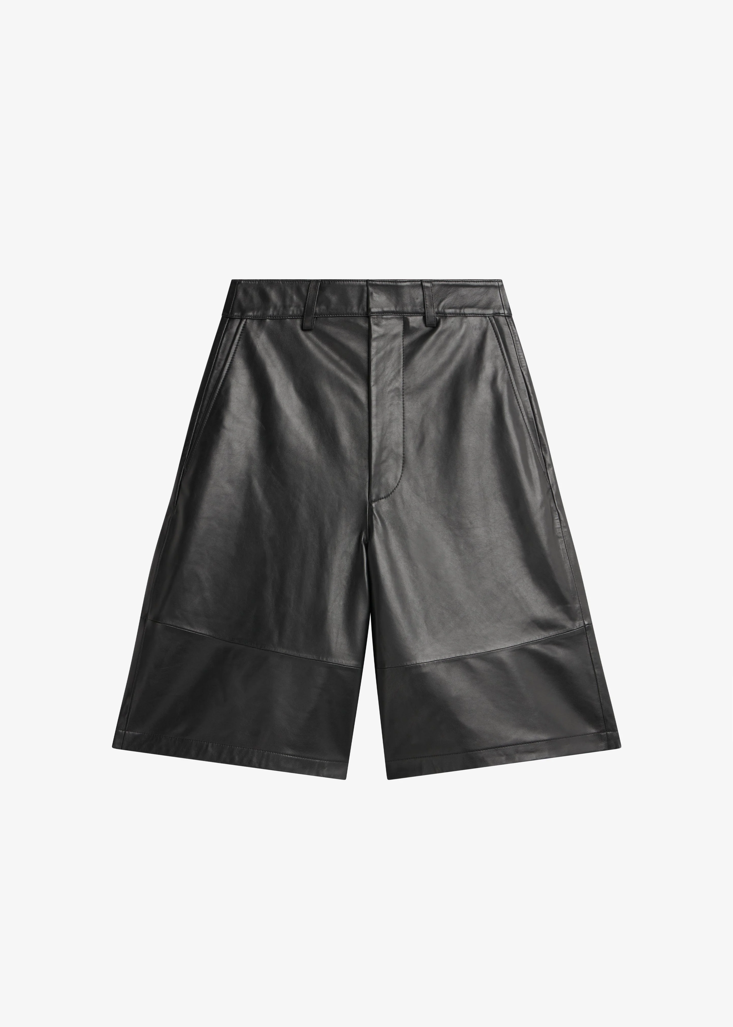 Olivia Leather Bermuda Shorts - Black - 1