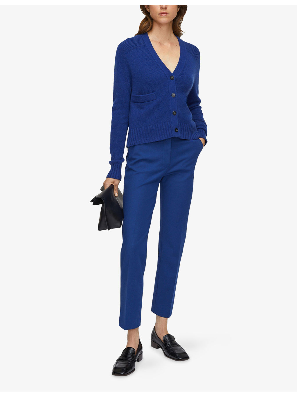 V-Neck Side-Pocket Cashmere Cardigan - 2