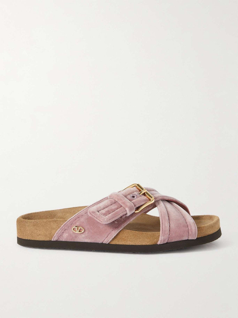 Buckled velvet slides 1