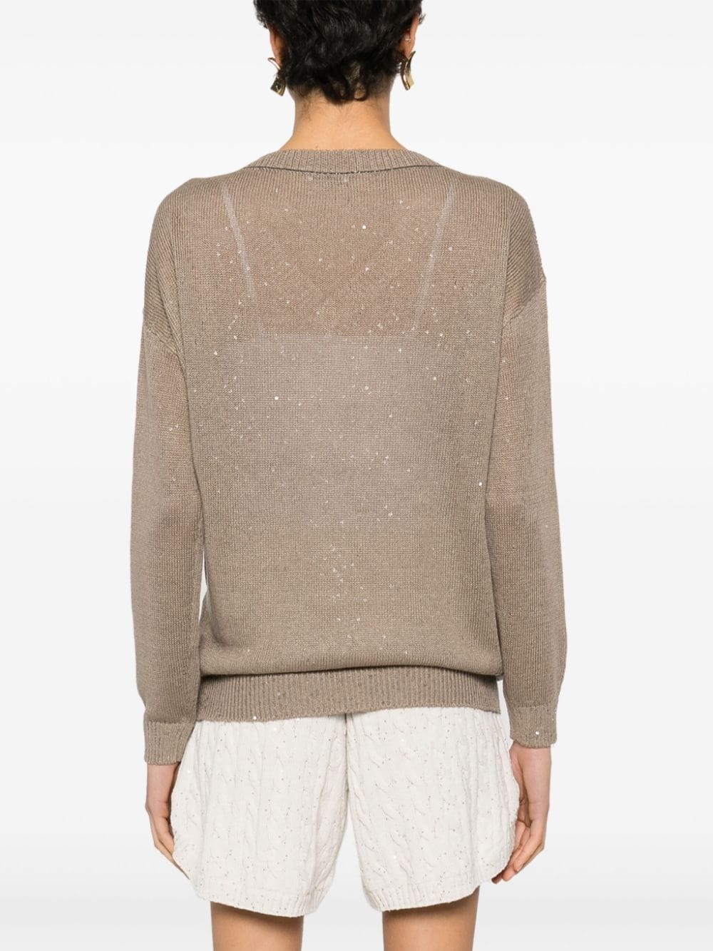 sequin-embellished knitted jumper - 4