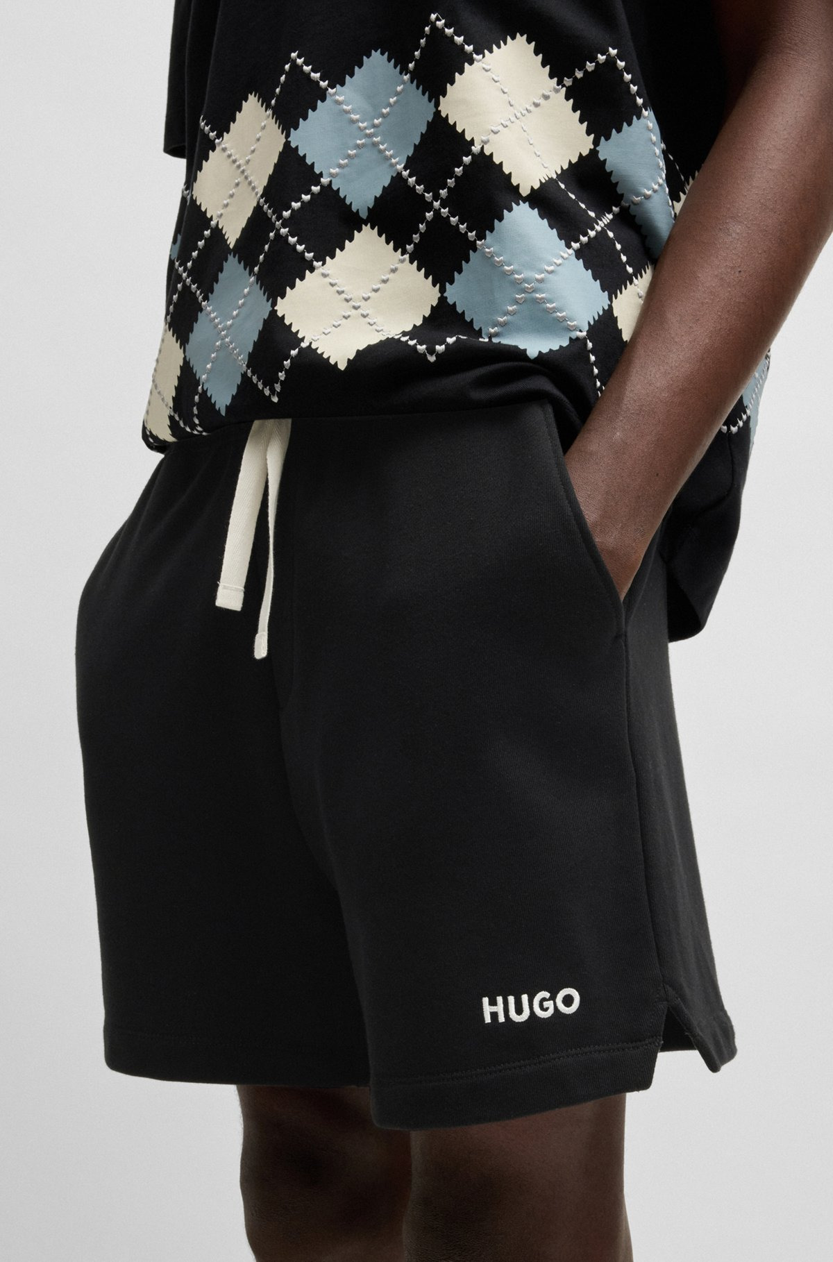 COTTON-TERRY SHORTS WITH CONTRAST LOGO - 3