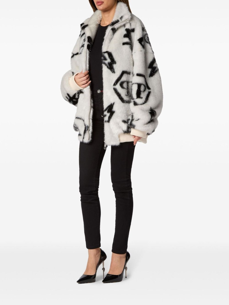 PHILIPP PLEIN monogram-print zip-up jacket outlook