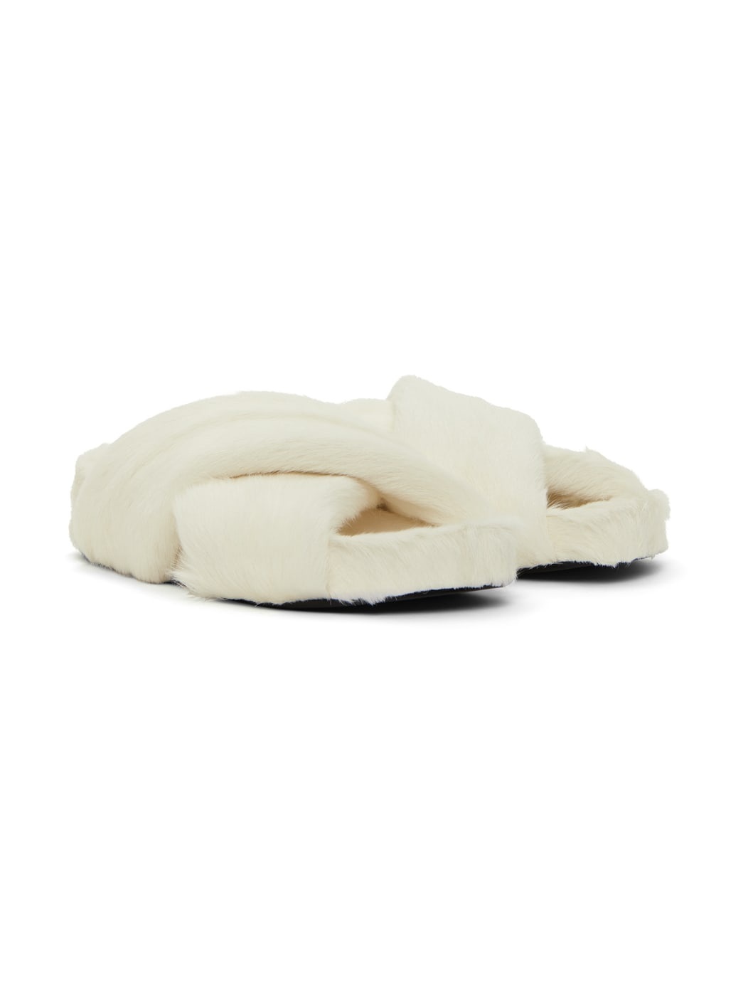 White Cross Strap Slides - 4