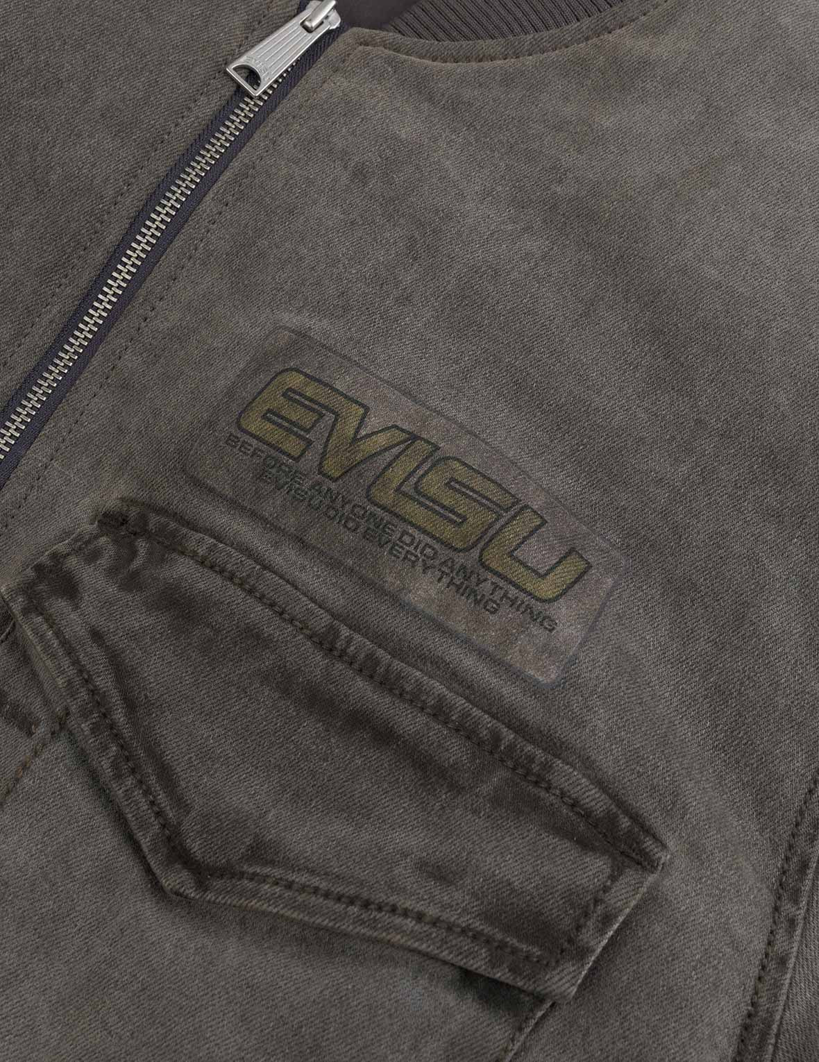 Heavy Washed Multi Logo Badges Print Regular Fit Padded Bomber Jacket - 5