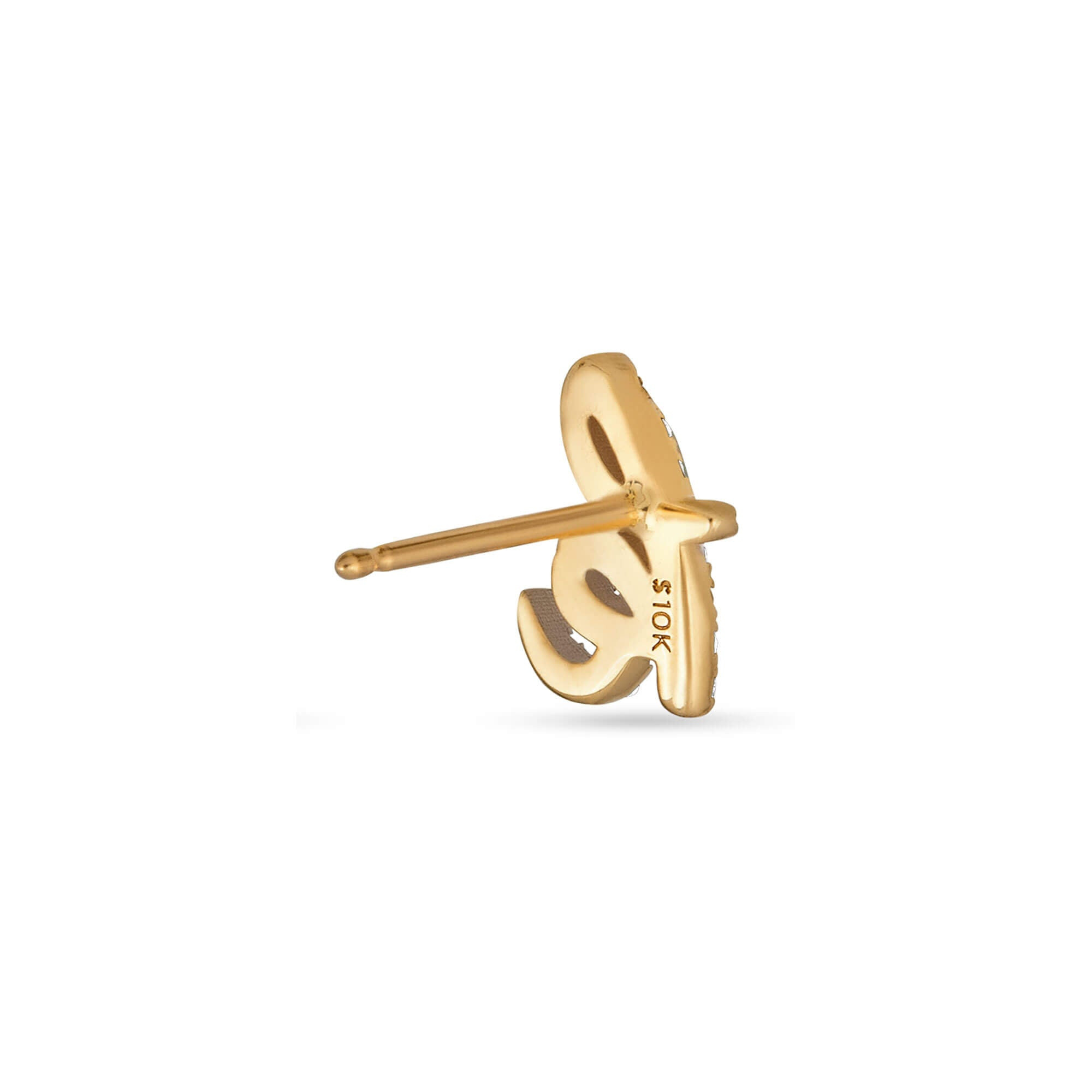 Diamond Cursive Initial Stud - 3
