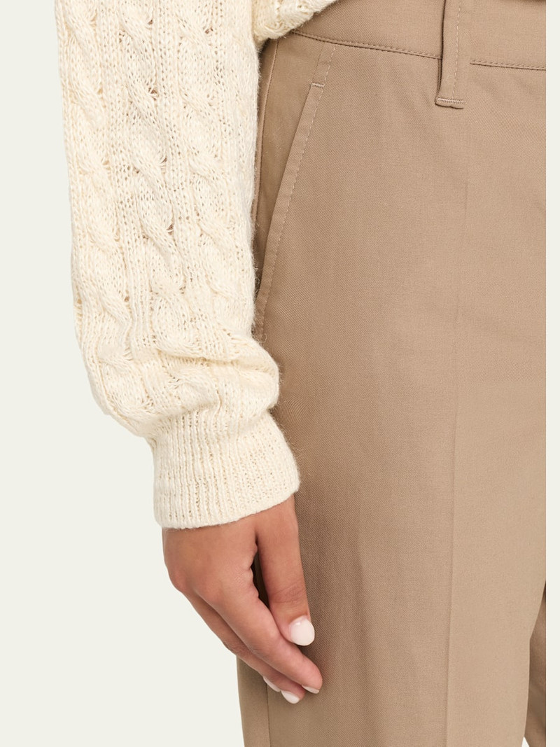 Stretch Cotton Gabardine Crop Cigarette Pants 5
