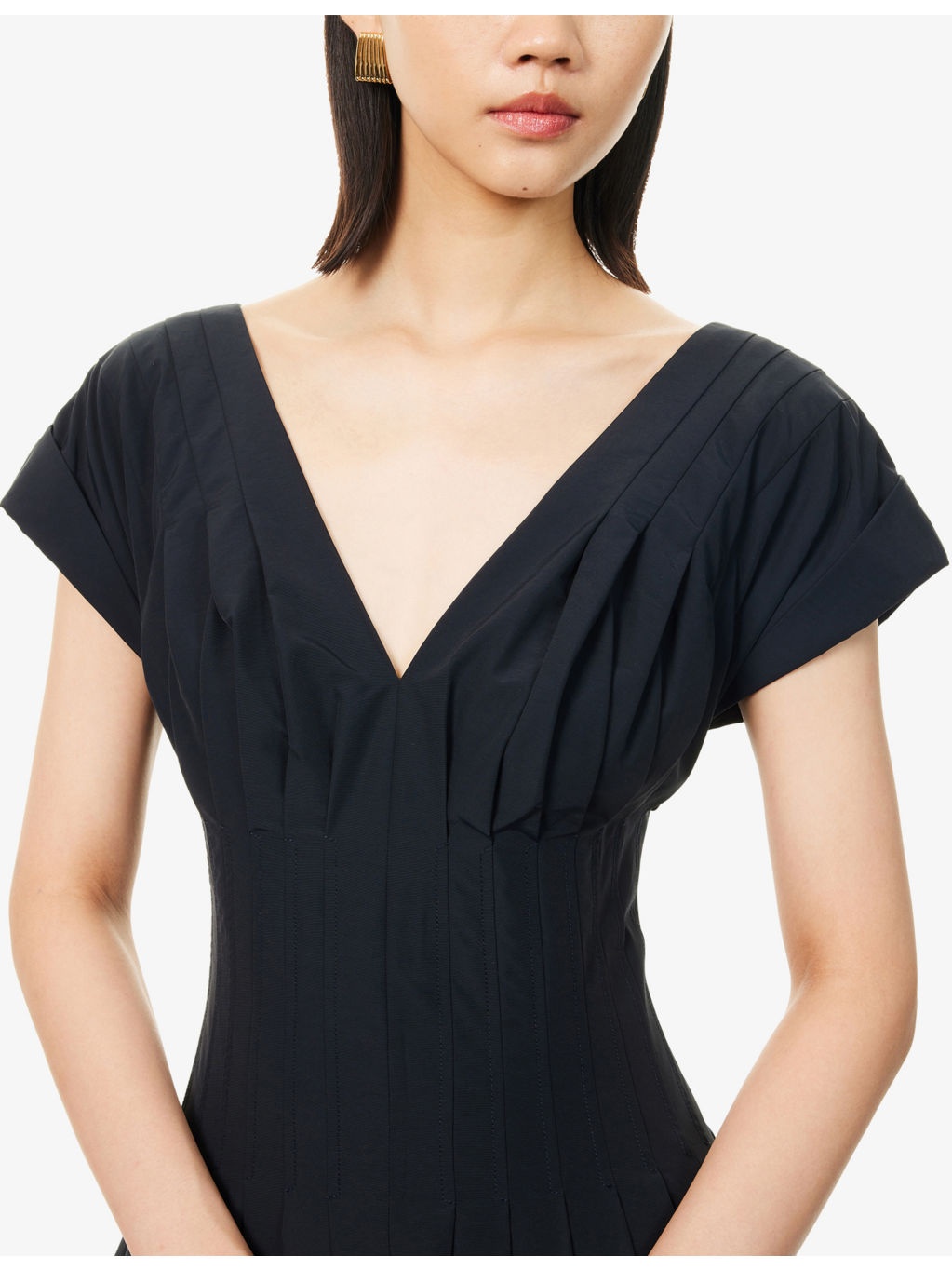 Nina Pleated Cotton-Blend Midi Dress - 5