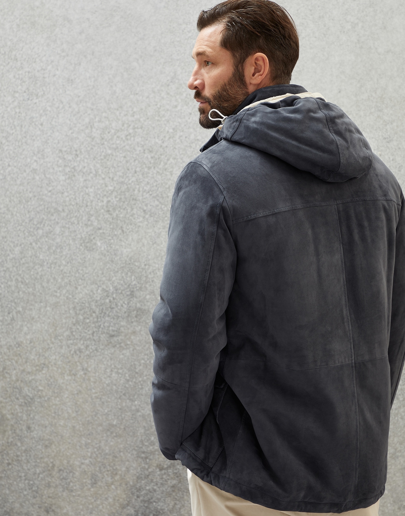 Suede parka with Thermore® padding and detachable hood - 2