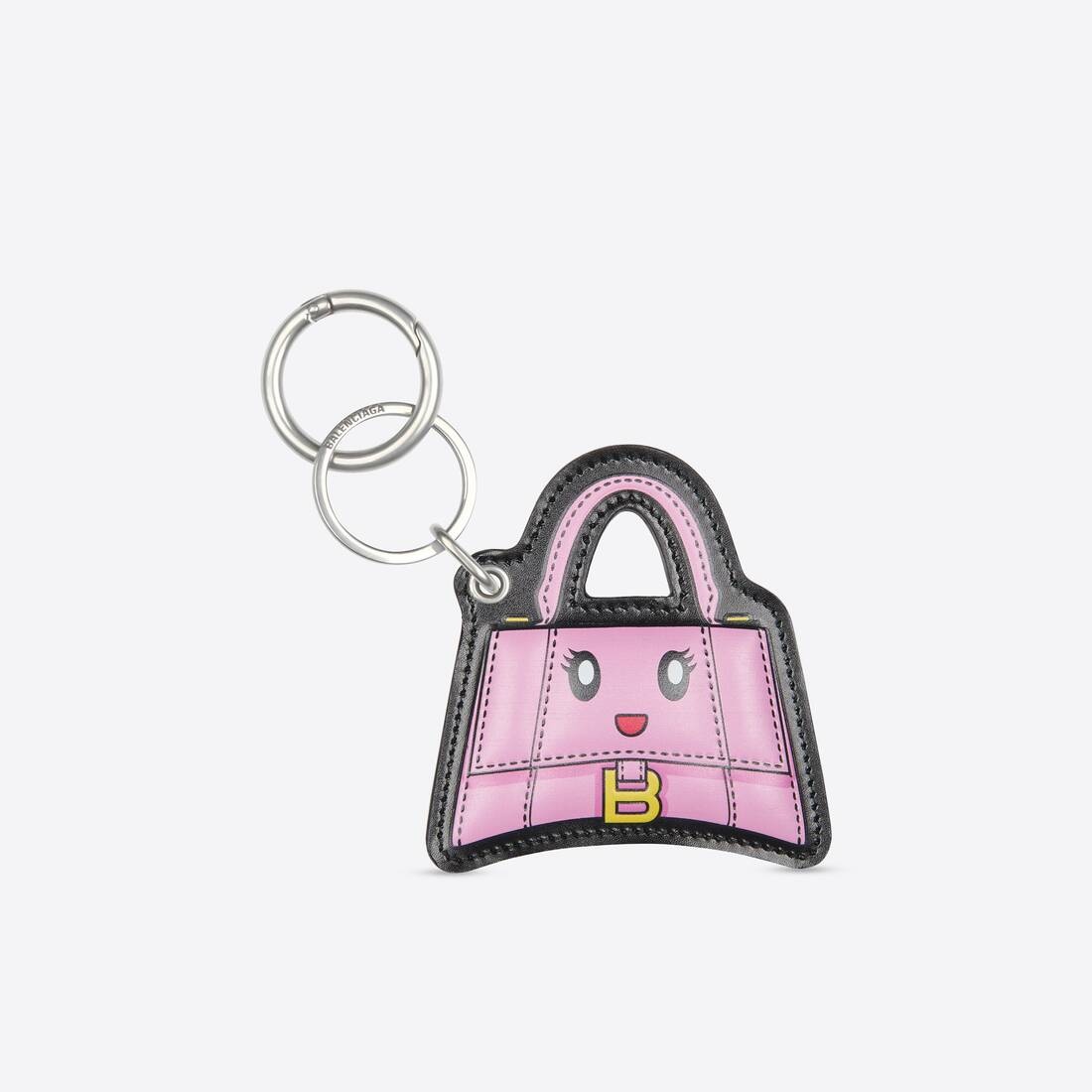 Women's Hourglass Mirror Keychain in Pink - 1