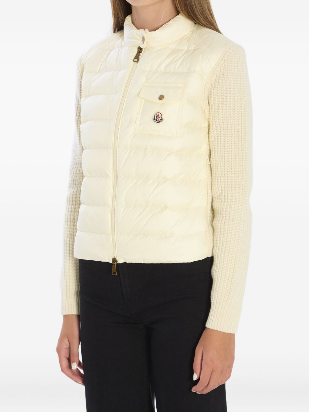 padded-front chest-pocket cardigan - 3