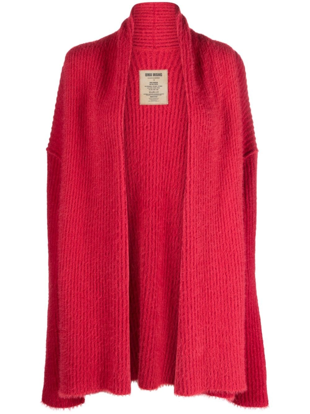 ribbed-knit frayed cardigan - 1