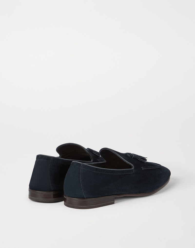 Brunello Cucinelli Suede soft loafers with tassels outlook