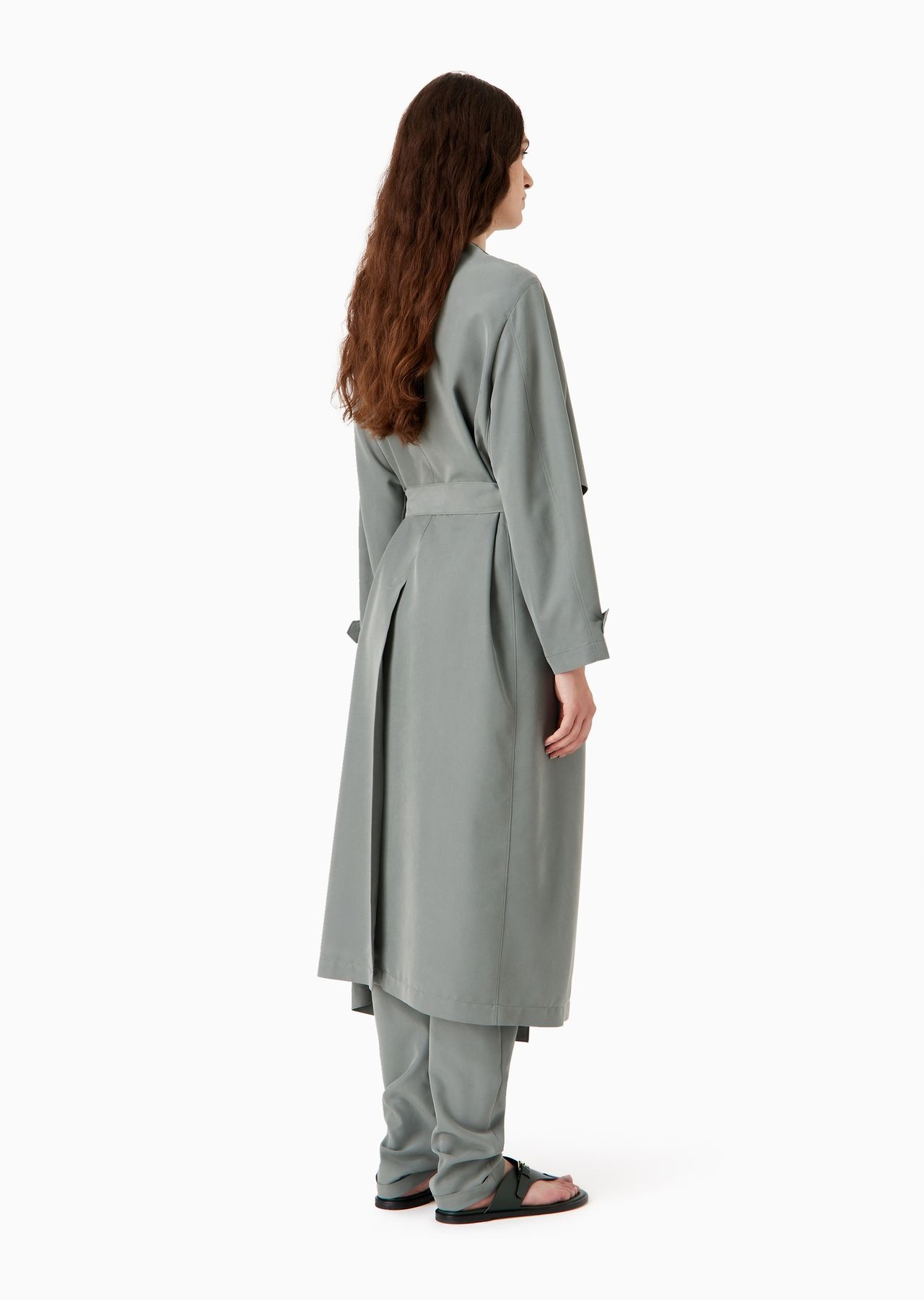 Belted cupro trench coat with wrap closure - 3