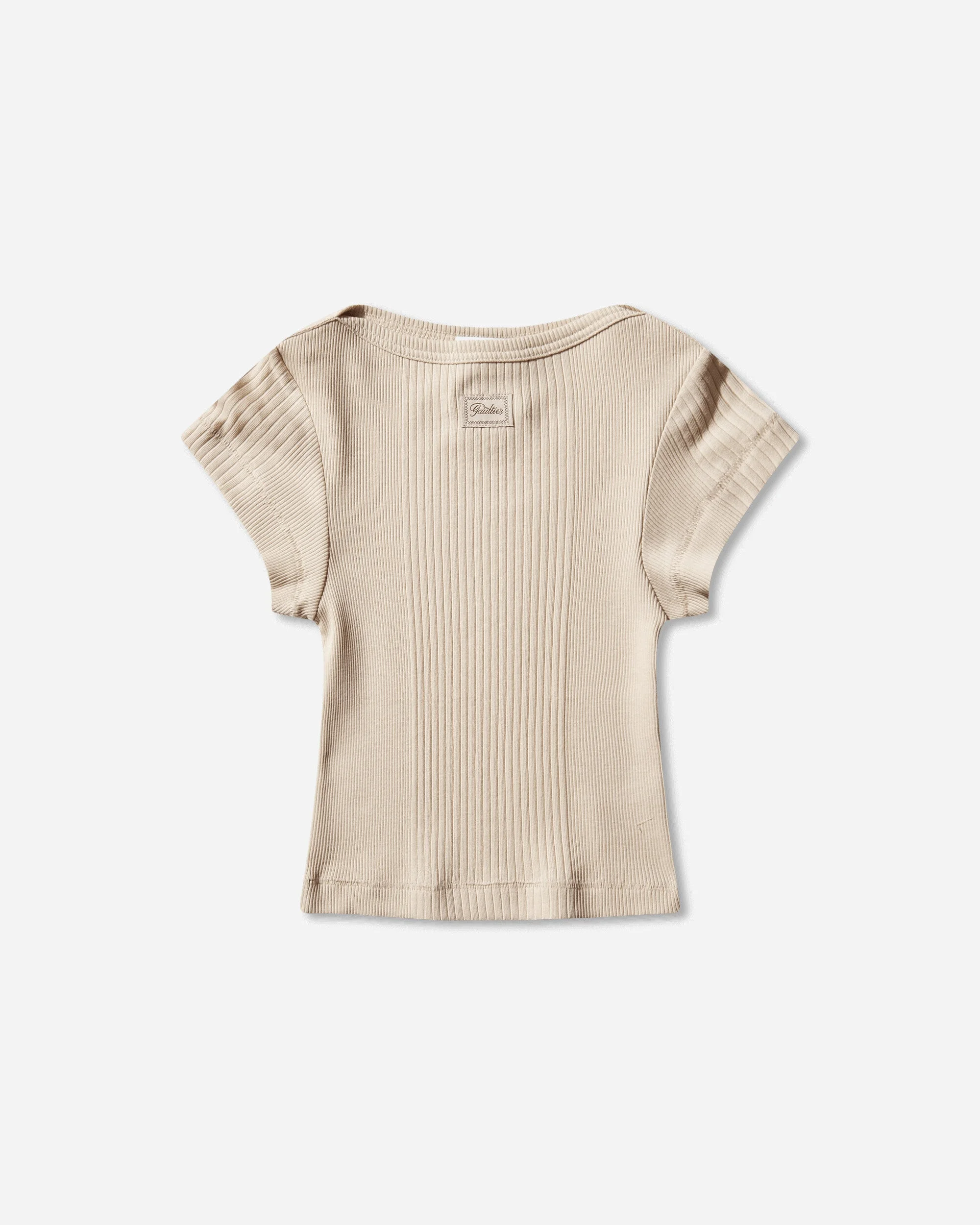 Women's Logo Patch Baby T-Shirt Beige - 1