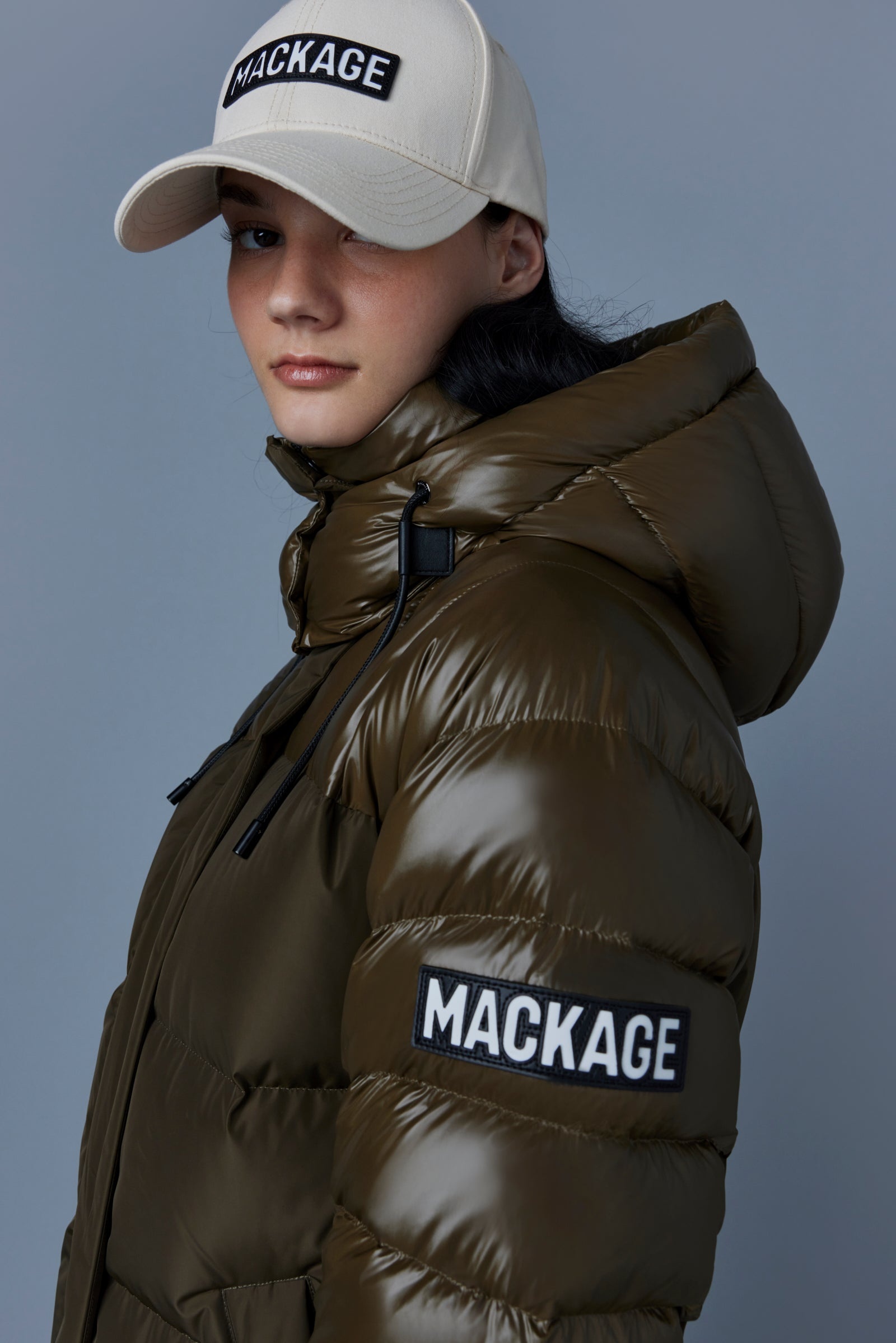 KAZ mixed-media down jacket with removable hood - 5