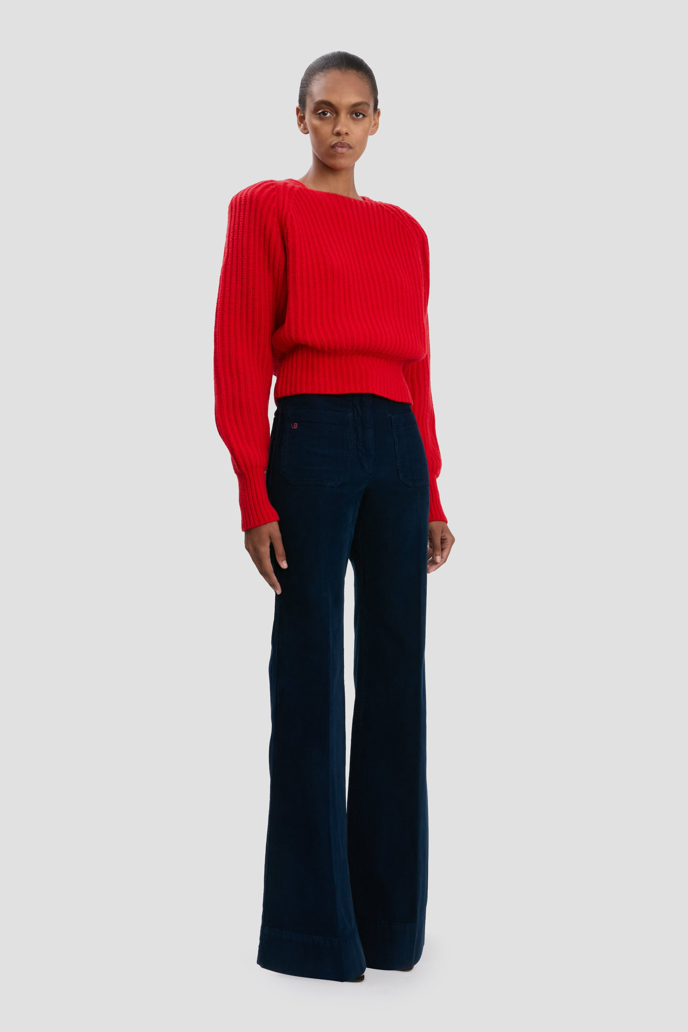Rib Detail Cropped Jumper In Cayenne - 3