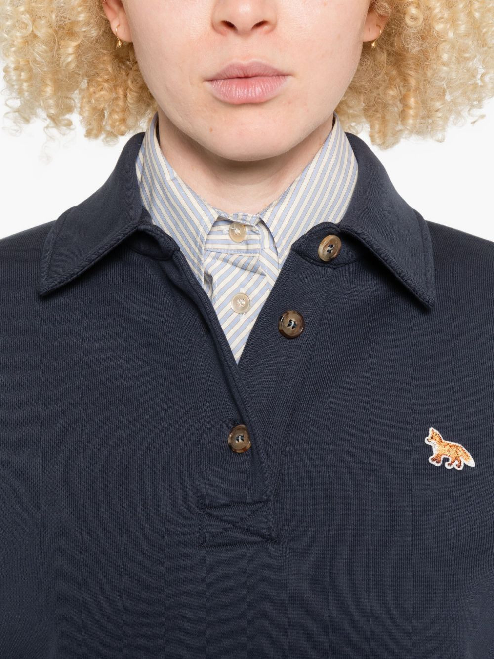 fox-embroidered polo top - 5