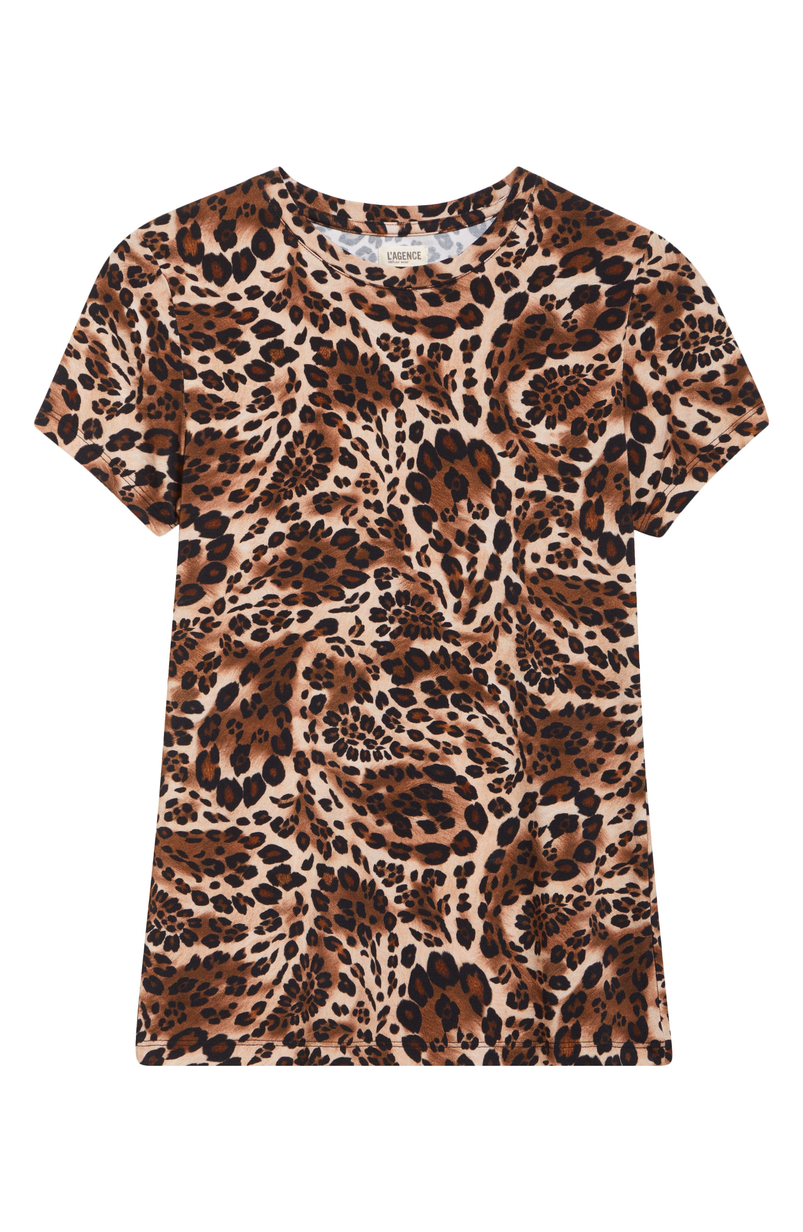 L'AGENCE Ressi Leopard Print Short Sleeve Top in Cinnamon Sw Paisley Leopard at Nordstrom - 5