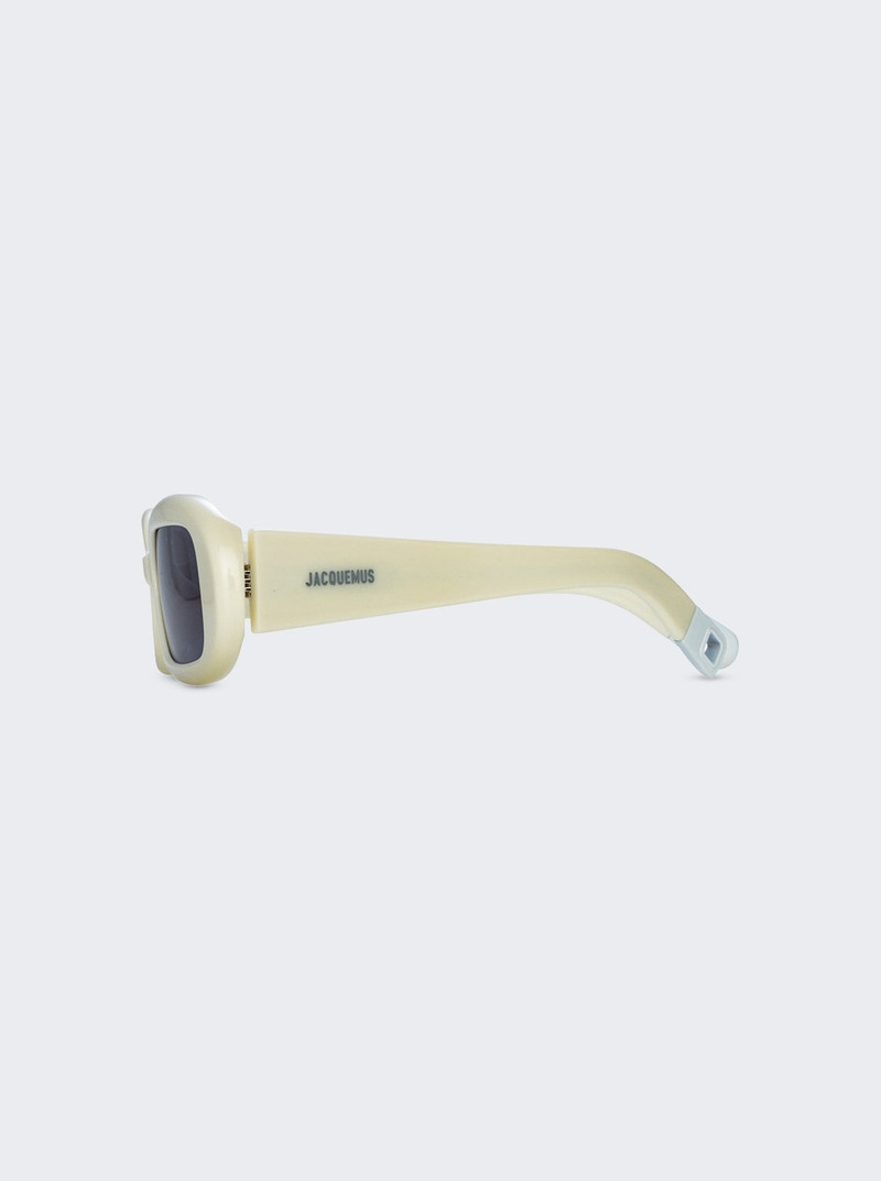 X Jacquemus Rond Rectangular Sunglasses White And Blue 4