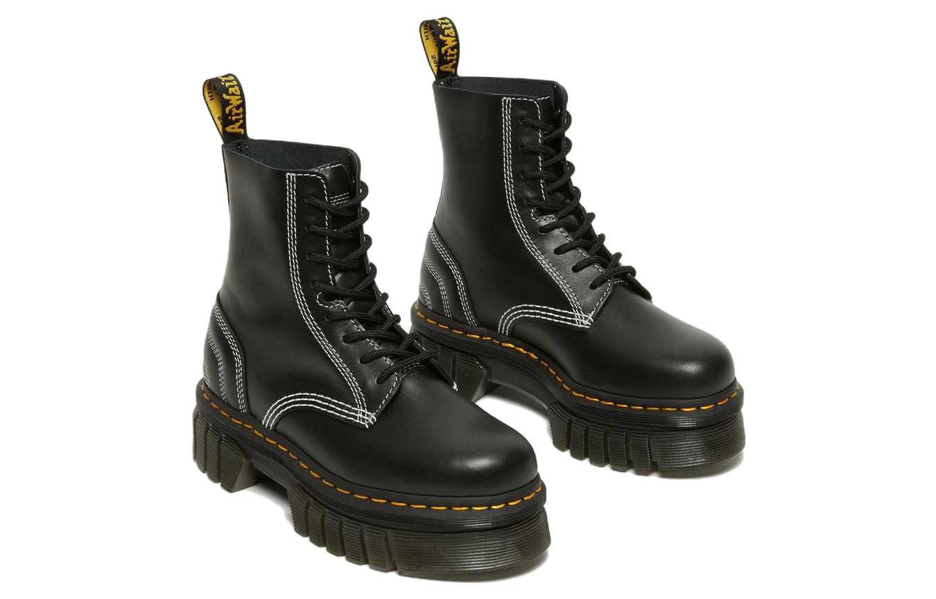 Dr. Martens Audrick 8-eye White Stitch Leather Platform Boots 'Black' 27810001 - 3
