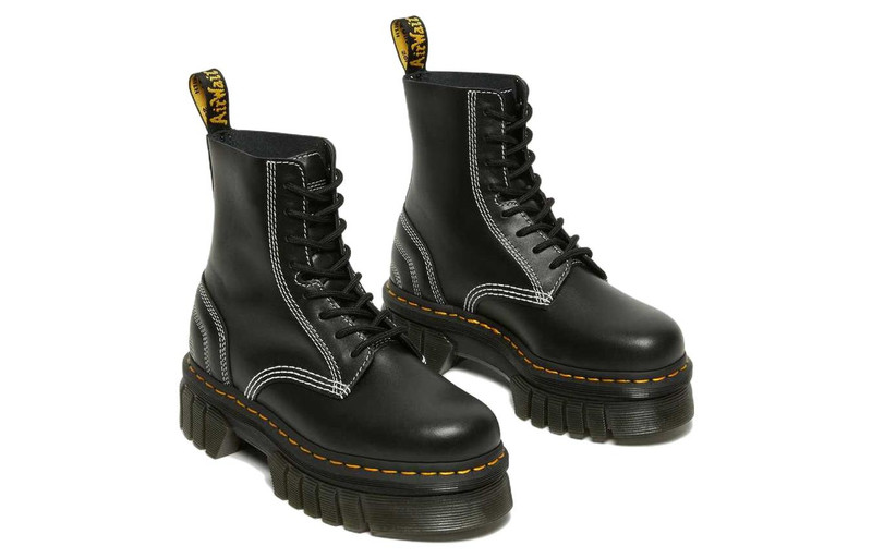 Dr. Martens Audrick 8-eye White Stitch Leather Platform Boots 'Black' 27810001 3