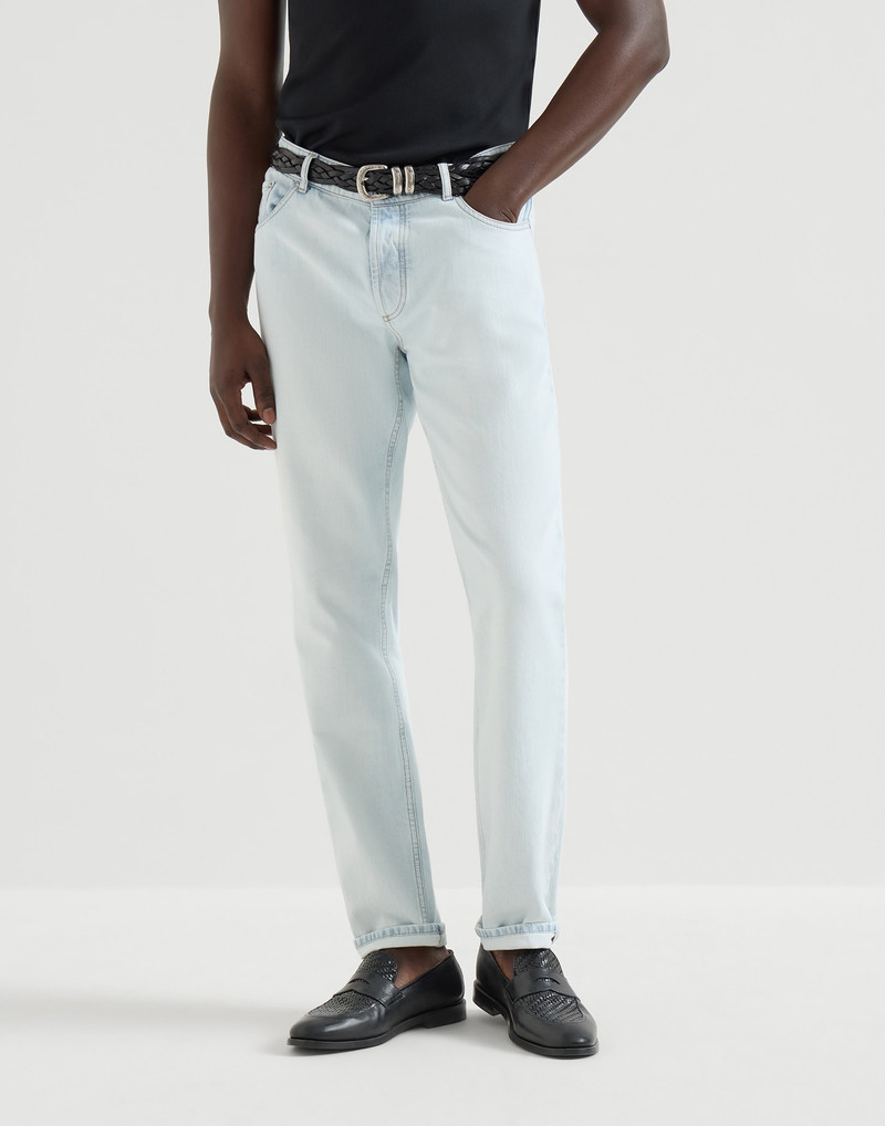 Lightweight denim traditional fit five-pocket trousers 2
