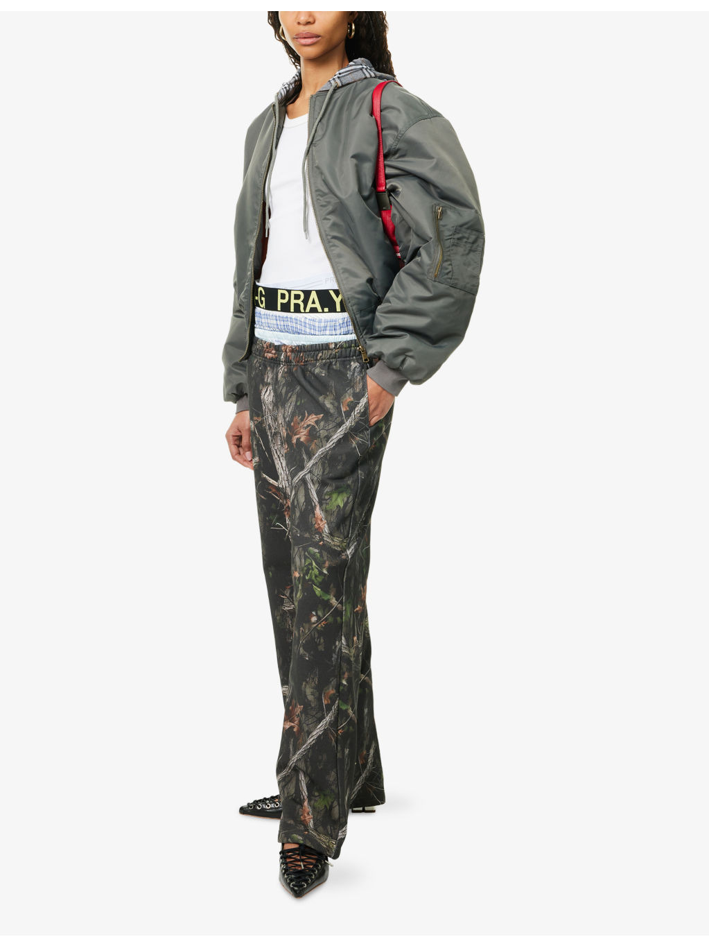 Camouflage-Print Quadruple-Waistband Cotton Jogging Bottoms - 2