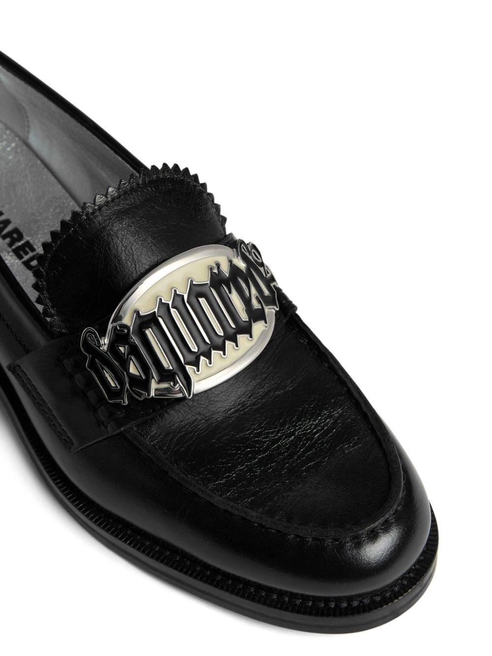 logo-plaque leather loafers - 5