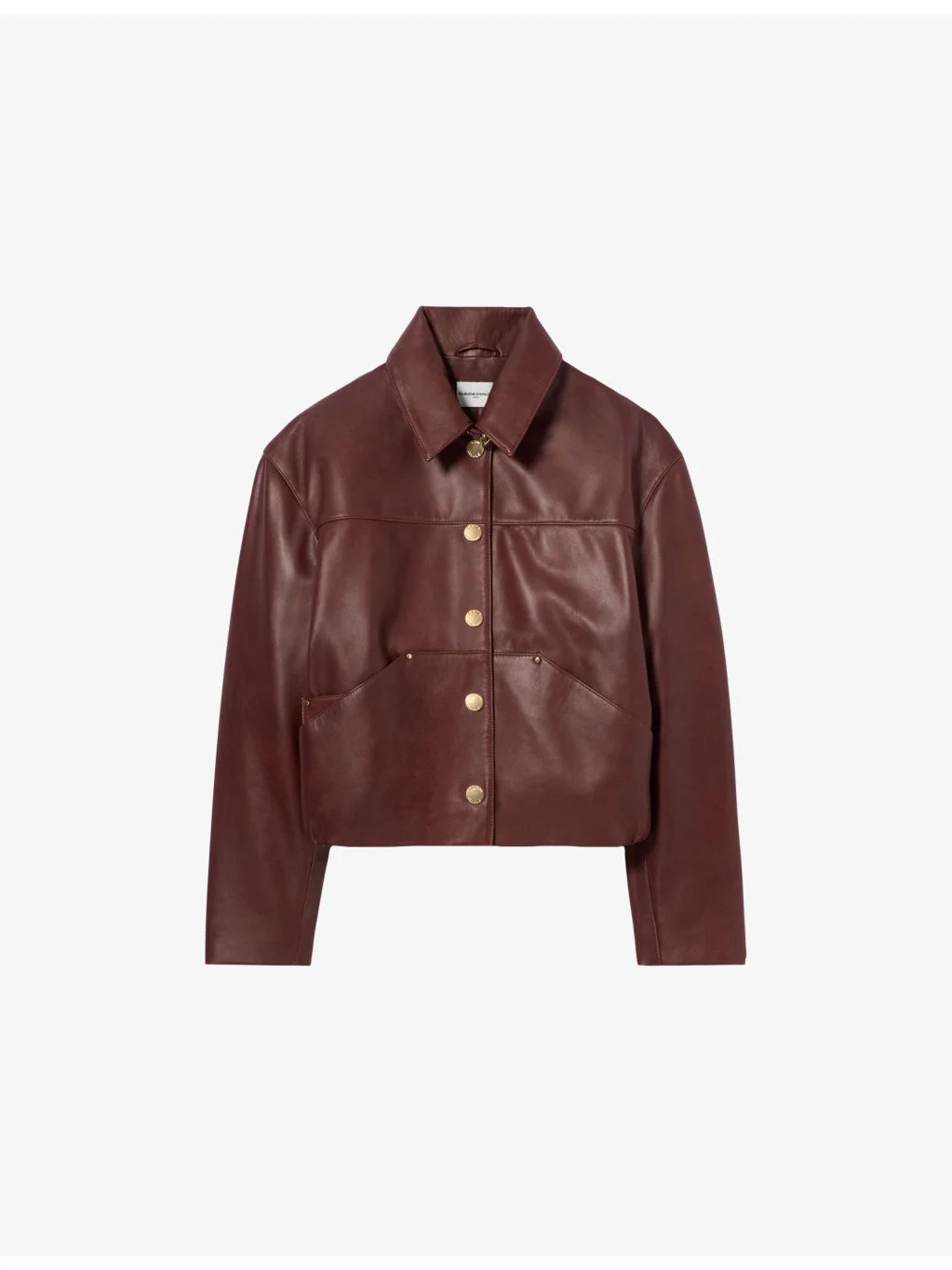Cropped High-Neck Leather Jacket - 1