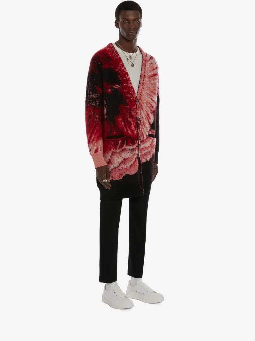 Flower Jacquard Oversized Cardigan in Black/pink - 3