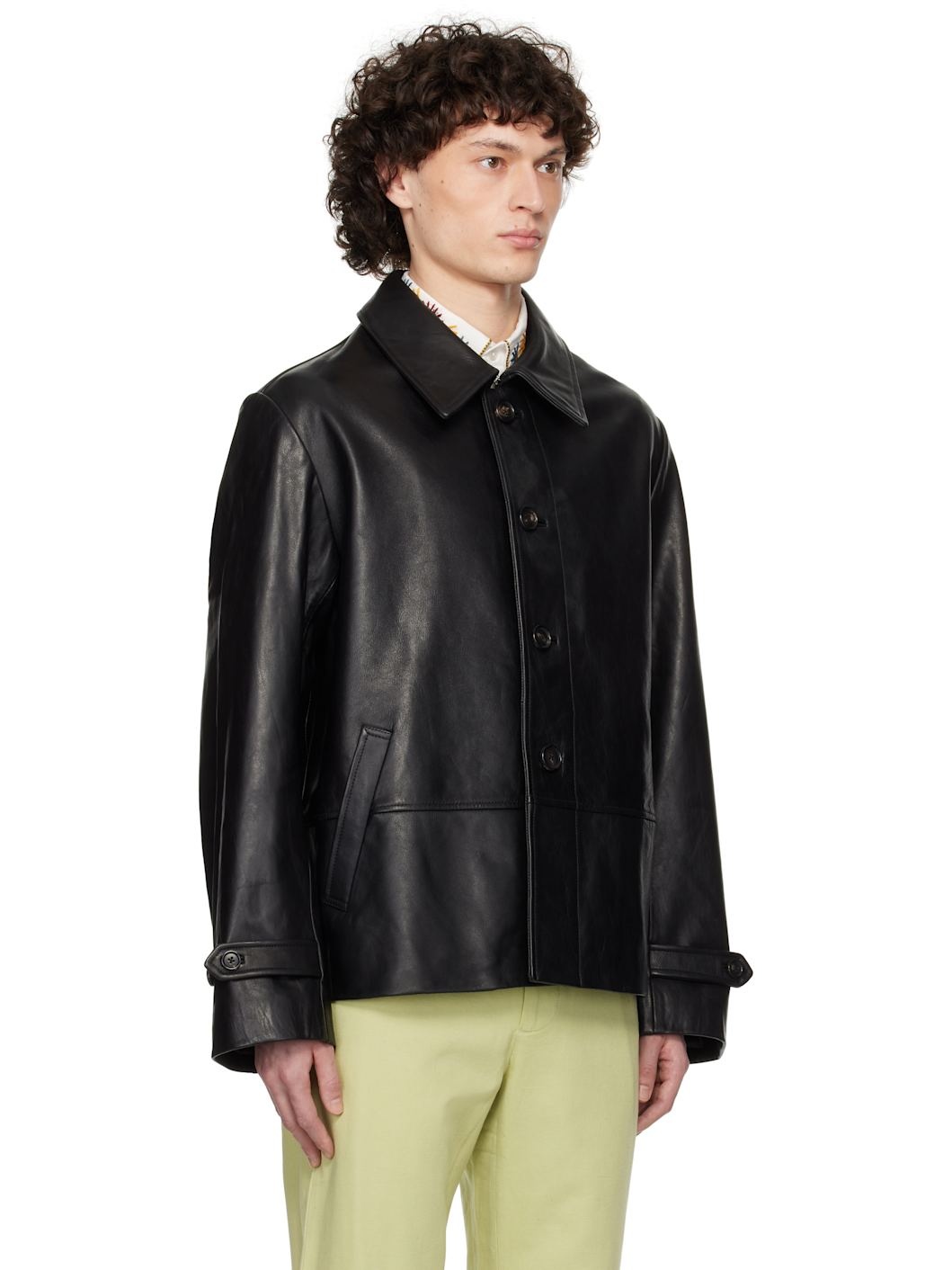 Black Cropped Continental Leather Jacket - 2
