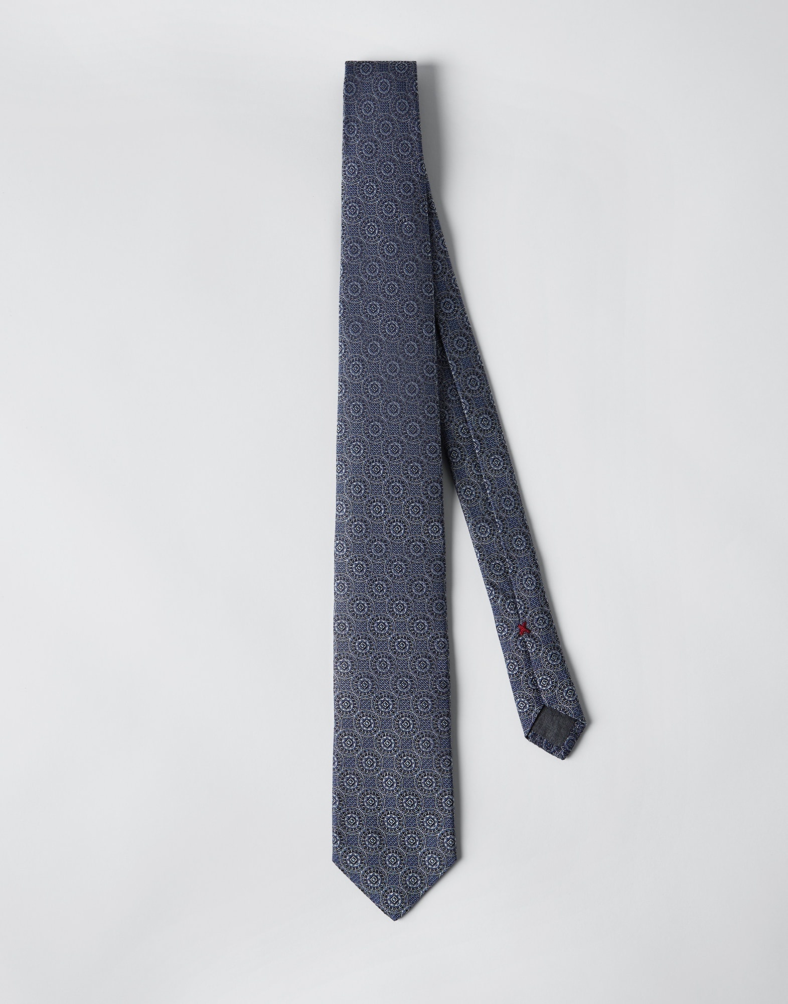 Silk tie with geometric design - 1