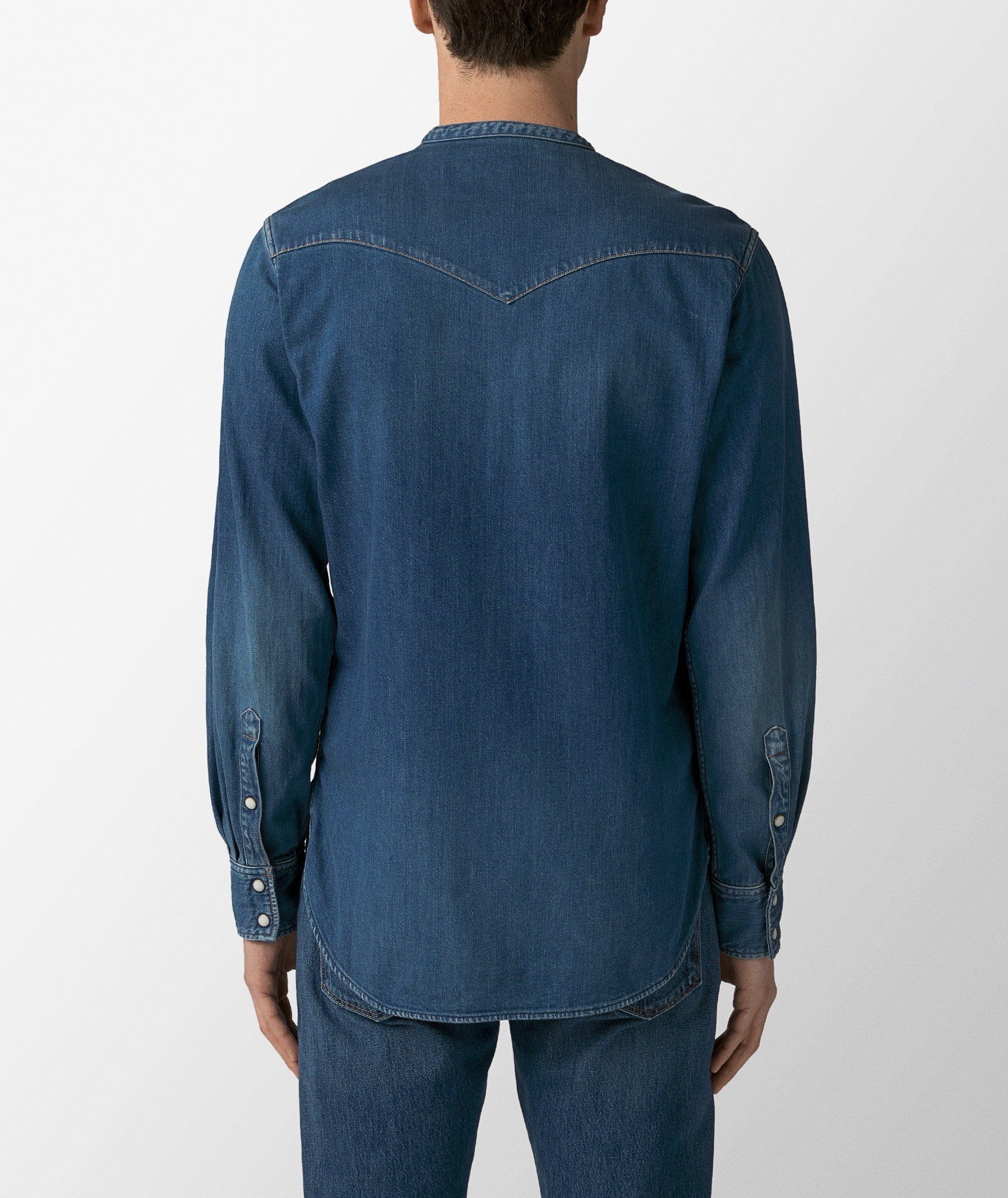 Indigo-Dyed Textured-Cotton Western Shirt