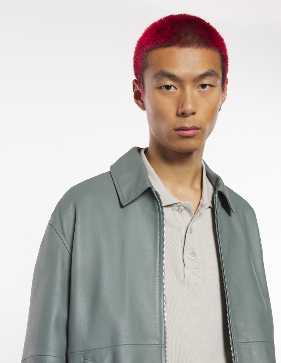 ZIPPED LEATHER BLOUSON - 4