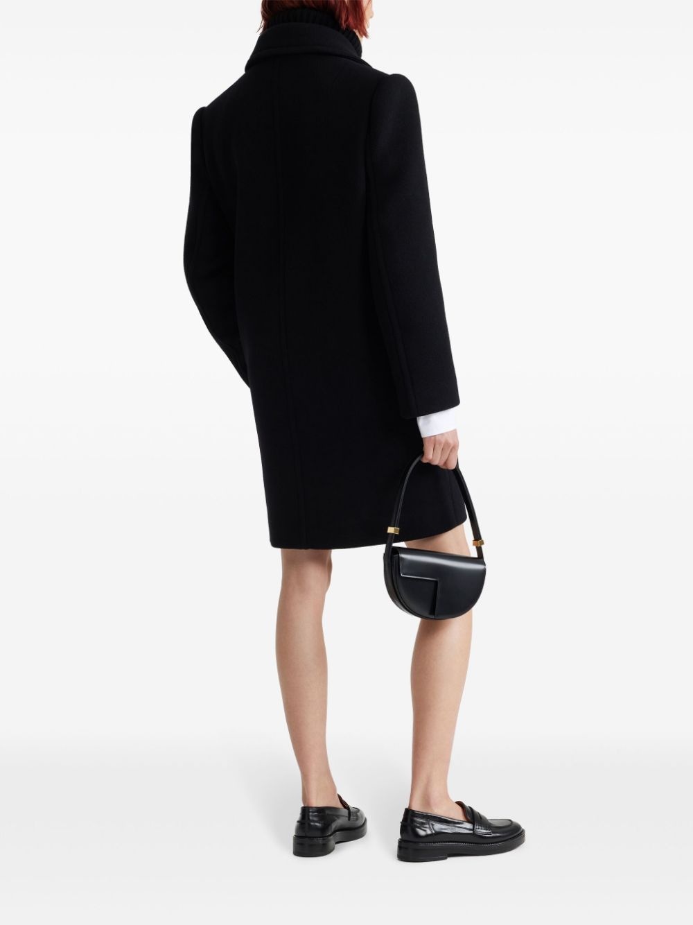 logo-patch recycled wool coat - 3