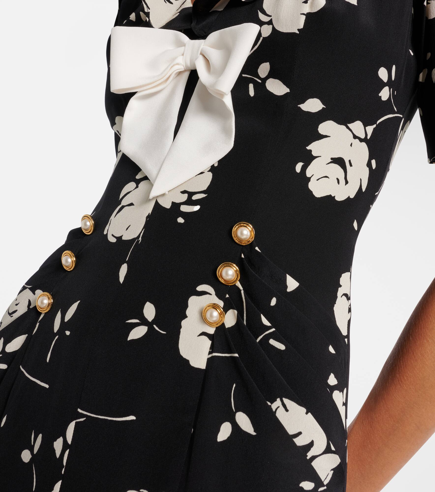 Floral printed silk midi dress - 5