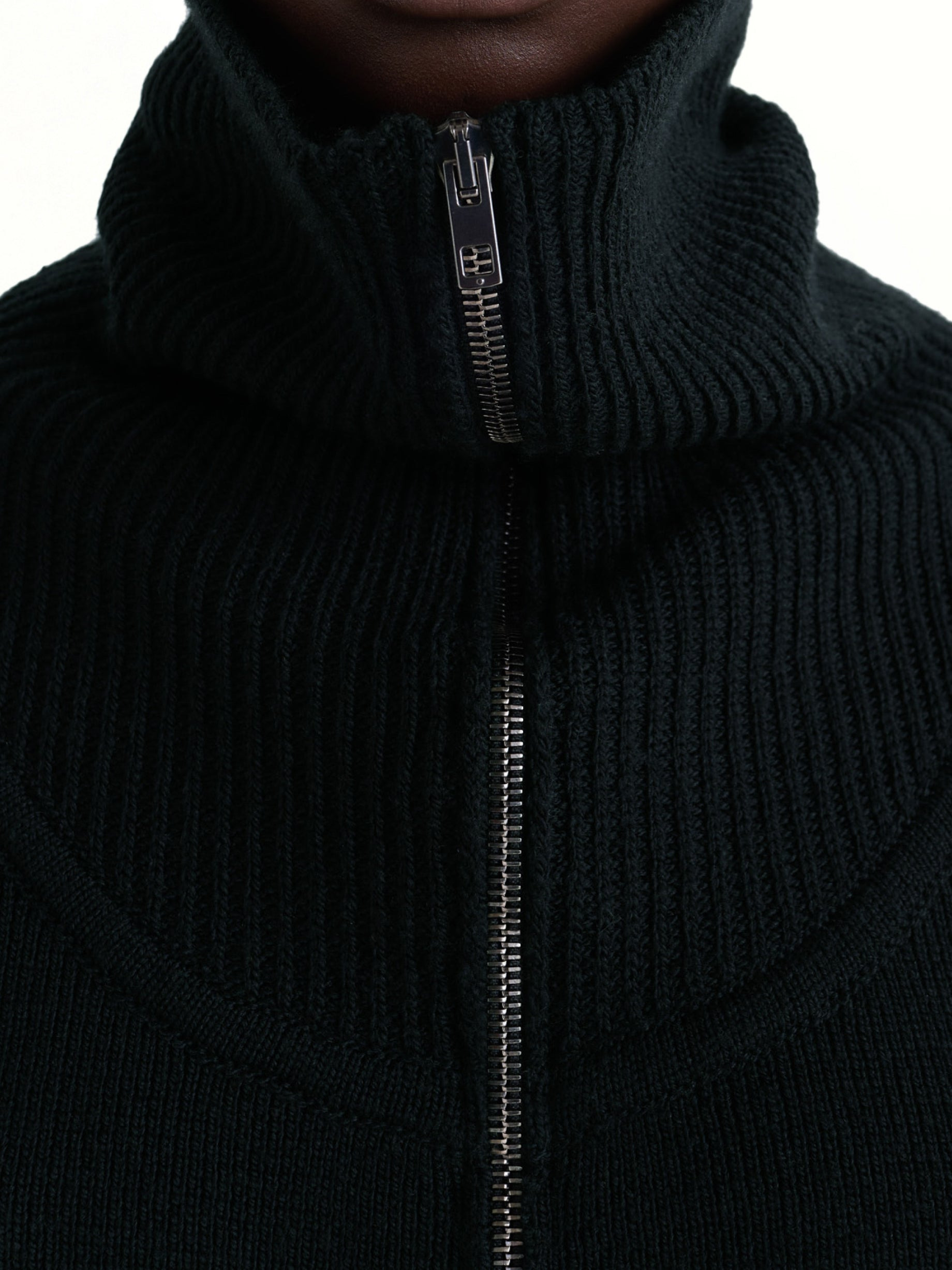 Zipped Sweater in Black - 6