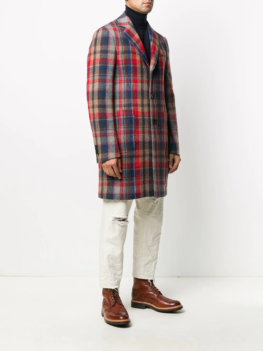 tartan wool coat - 3