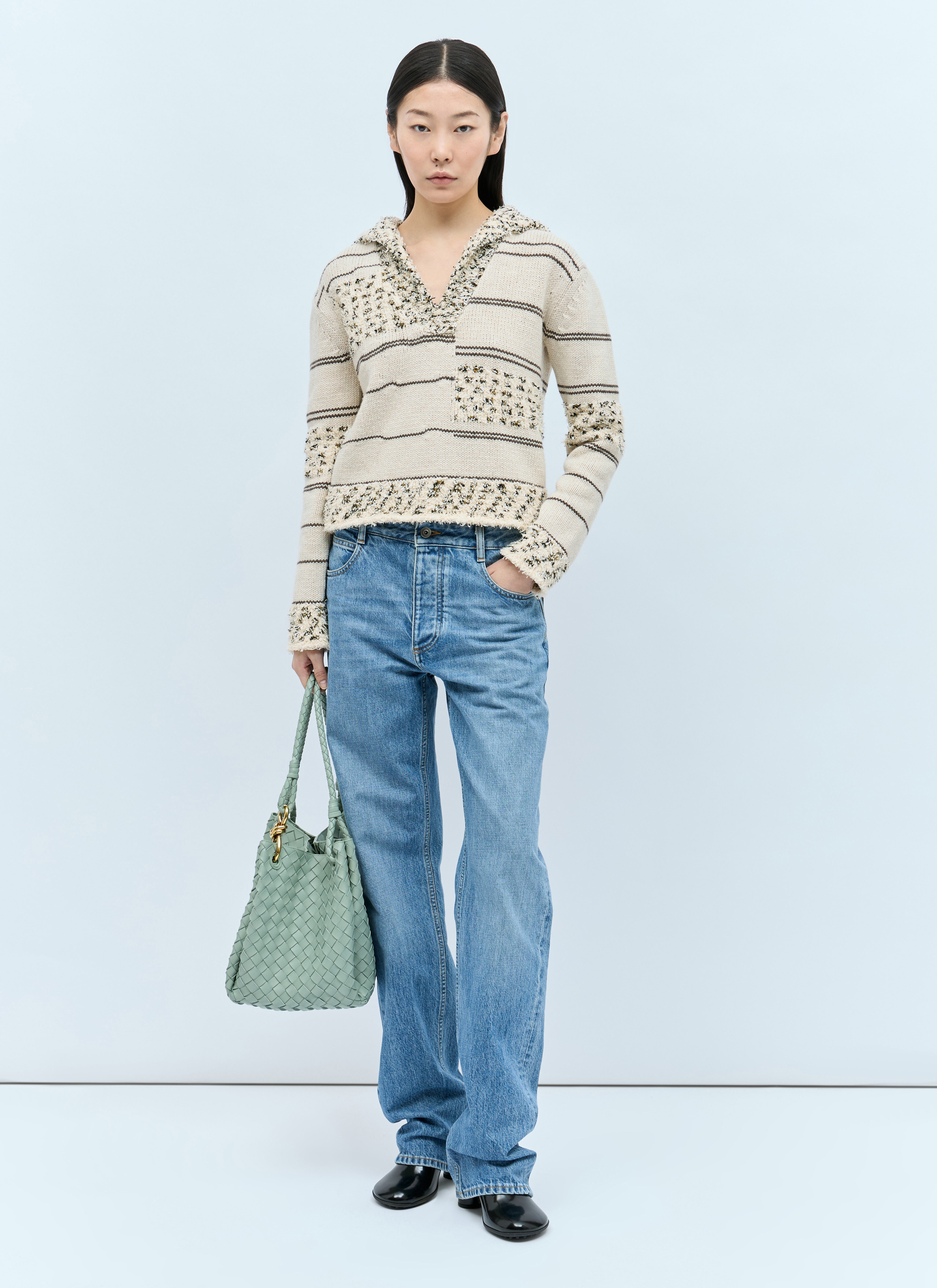 Panelled Textured Sweater - 2
