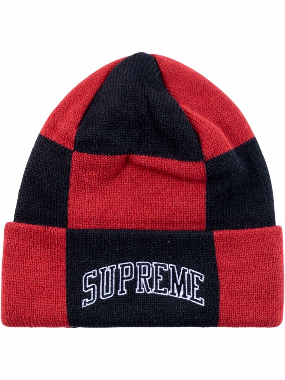 checkerboard pattern beanie - 1