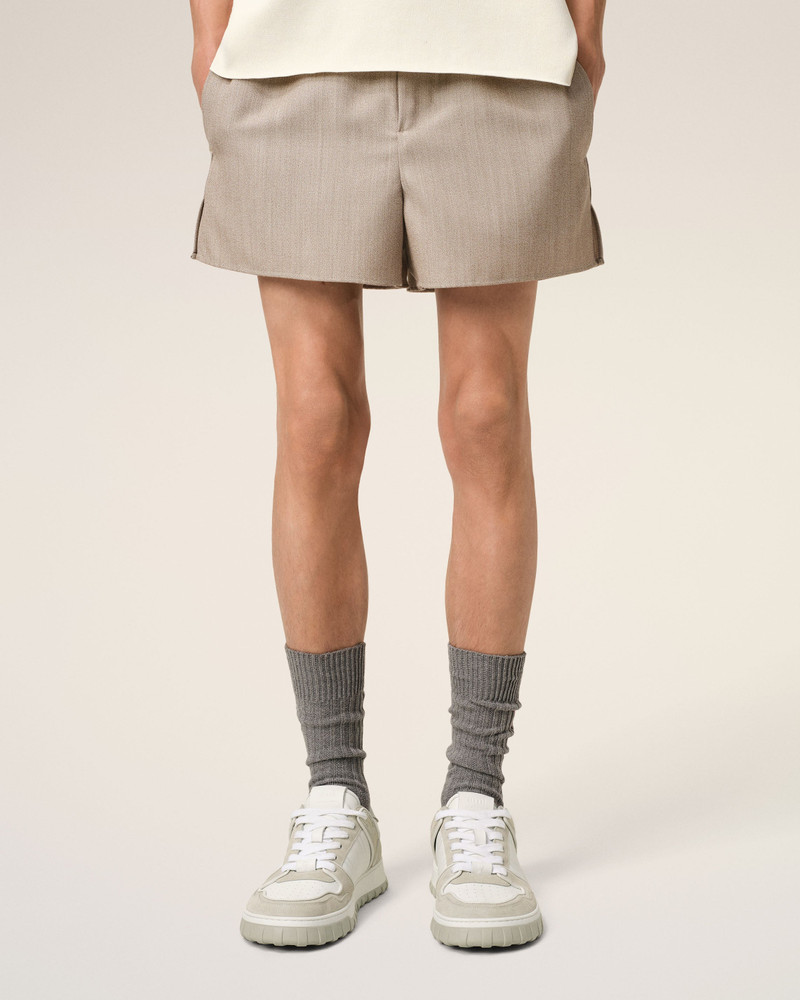 AMI Paris GREY LEATHER LOW TOP WALK SNEAKERS outlook
