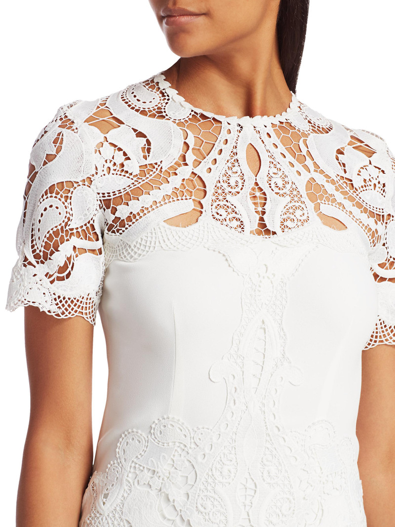 Women's Lace Appliqué A-Line Minidress - White 6