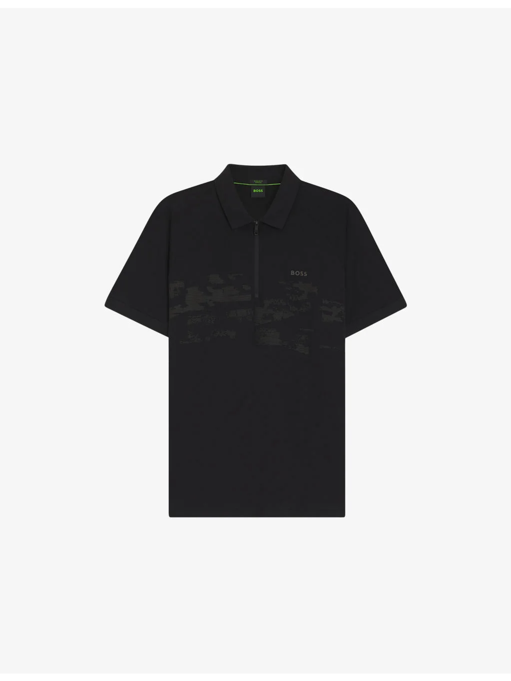 Abstract-Print Zipped Cotton-Blend Polo Shirt - 1