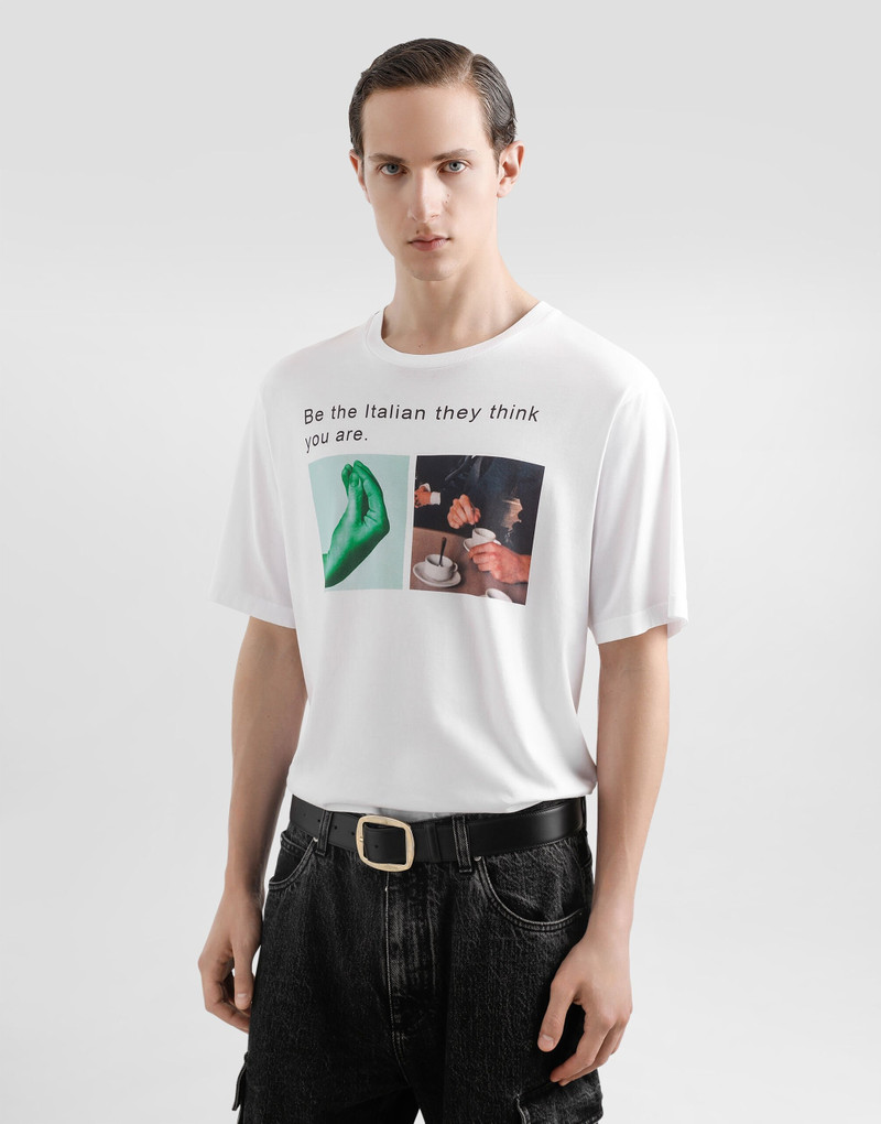 Cotton T-shirt with hand and coffee print 4