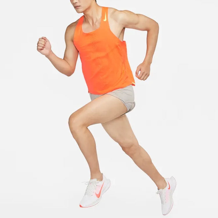 Men's Nike Solid Color Logo Breathable Quick Dry Running Training Sports Orange Vest DM4625-803 - 3