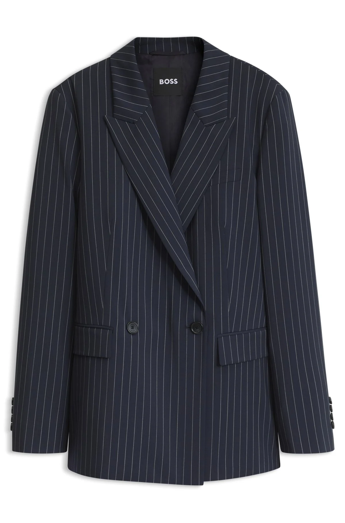 DOUBLE-BREASTED RELAXED-FIT BLAZER IN PINSTRIPED VIRGIN WOOL - 1